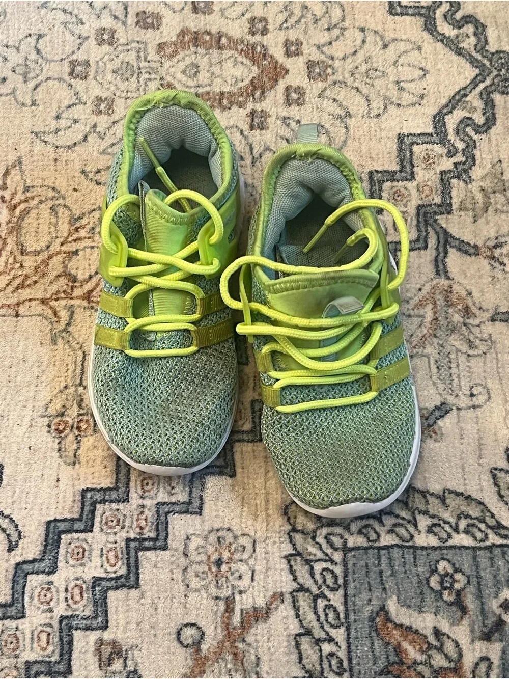 Kids Lightweight Green Knit Athletic Sneakers
